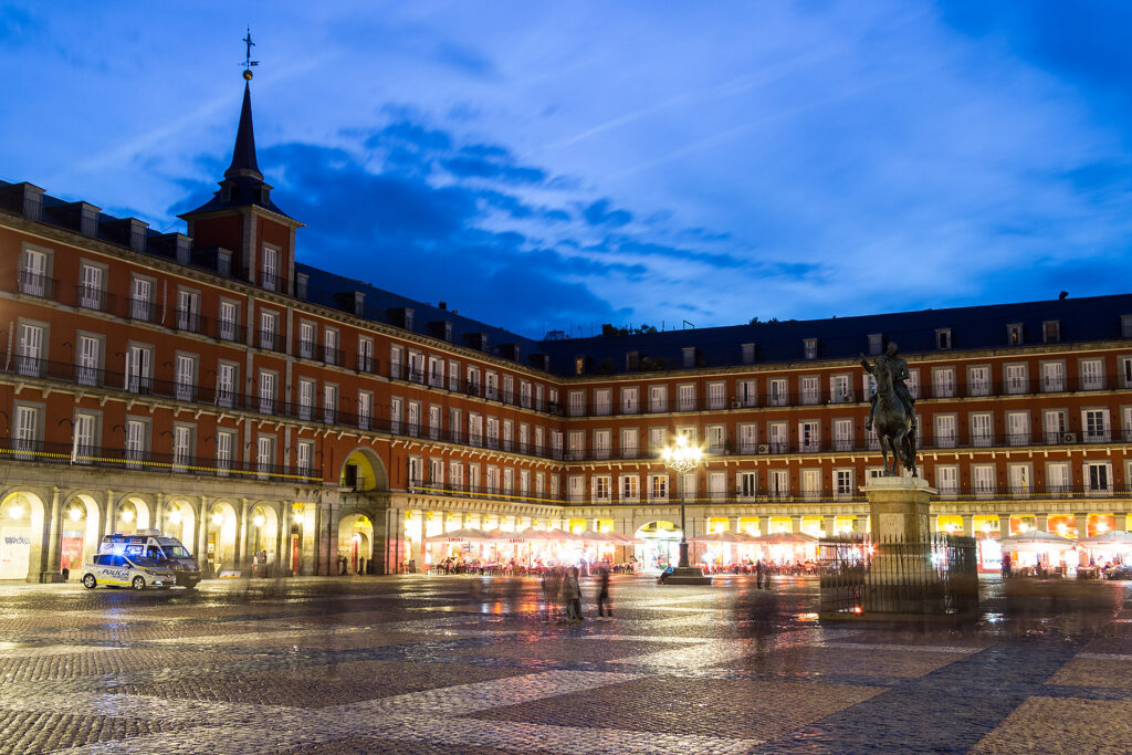 Plaza Mayor is famous and historic and worth experiencing in Madrid.