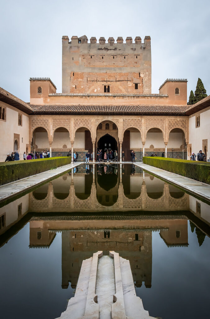 The Myrtle Garden in the Nadrid Palace of the Alhambra in Granada.