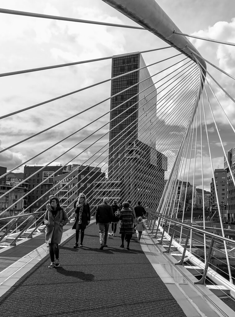 The Zubizuri bridge in Bilbao was designed by the Spanish architect Calatrava