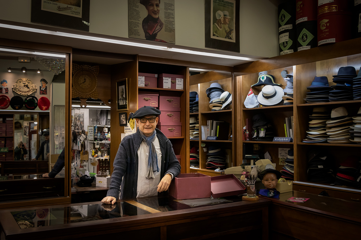 In the beret shop in Bilbao you can buy classic berets and get a good tip