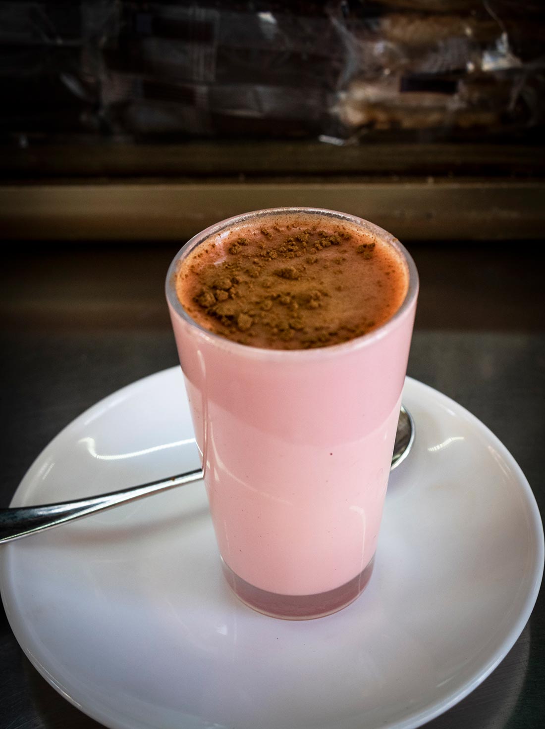 Taste Almería's pink energy drink at Kiosco Amalia.