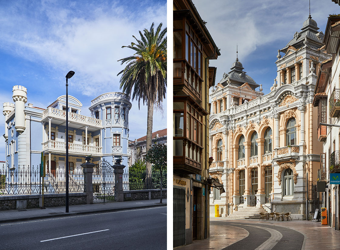 Casas indianas en la localidad asturiana de Llanes.