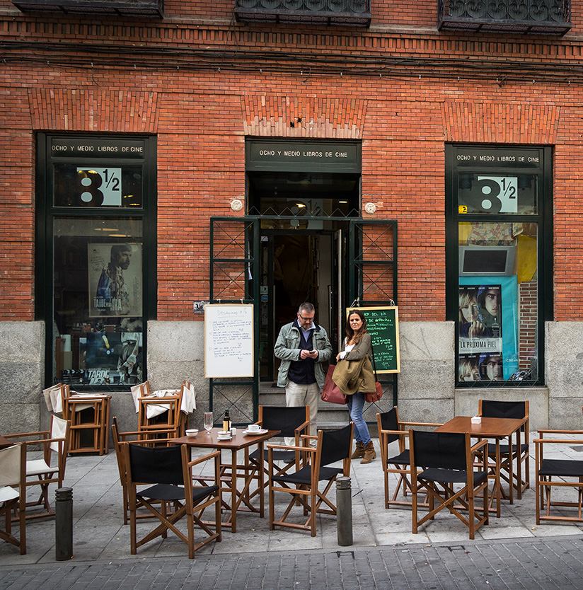 The Ocho y Medio Film Café in Madrid is a calm and alluring universe where you can work on your laptop.