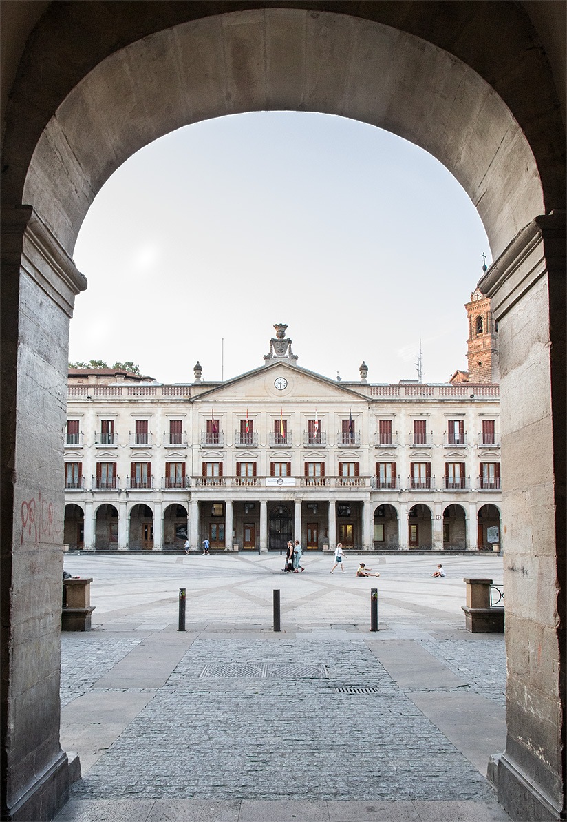 Under the arches of the Plaza Mayor in Vitoria-Gasteiz